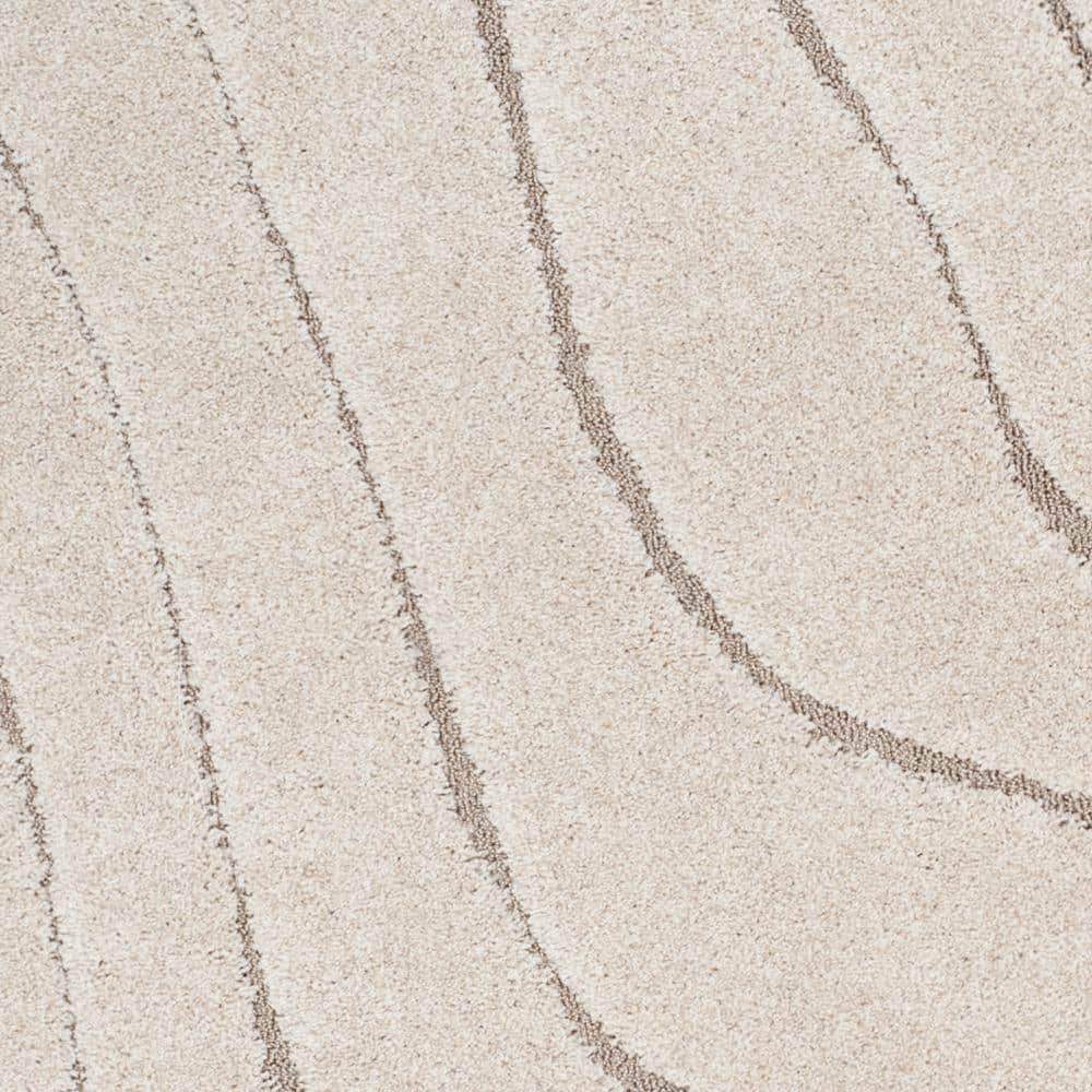 Plush Cream Beige Synthetic Shag Area Rug 3'3" x 5'3"