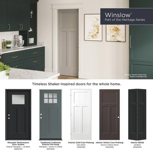 Masonite 24 in. x 80 in. 3-Panel Winslow Hollow Core Jet Black