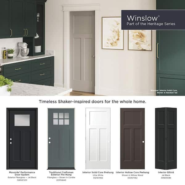 Masonite 24 in. x 80 in. 3-Panel Winslow Hollow Core Primed Molded