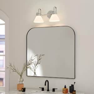 Farum 19.25 in. 2-Light Chrome Modern Bathroom Vanity Light with Opal Glass Shades