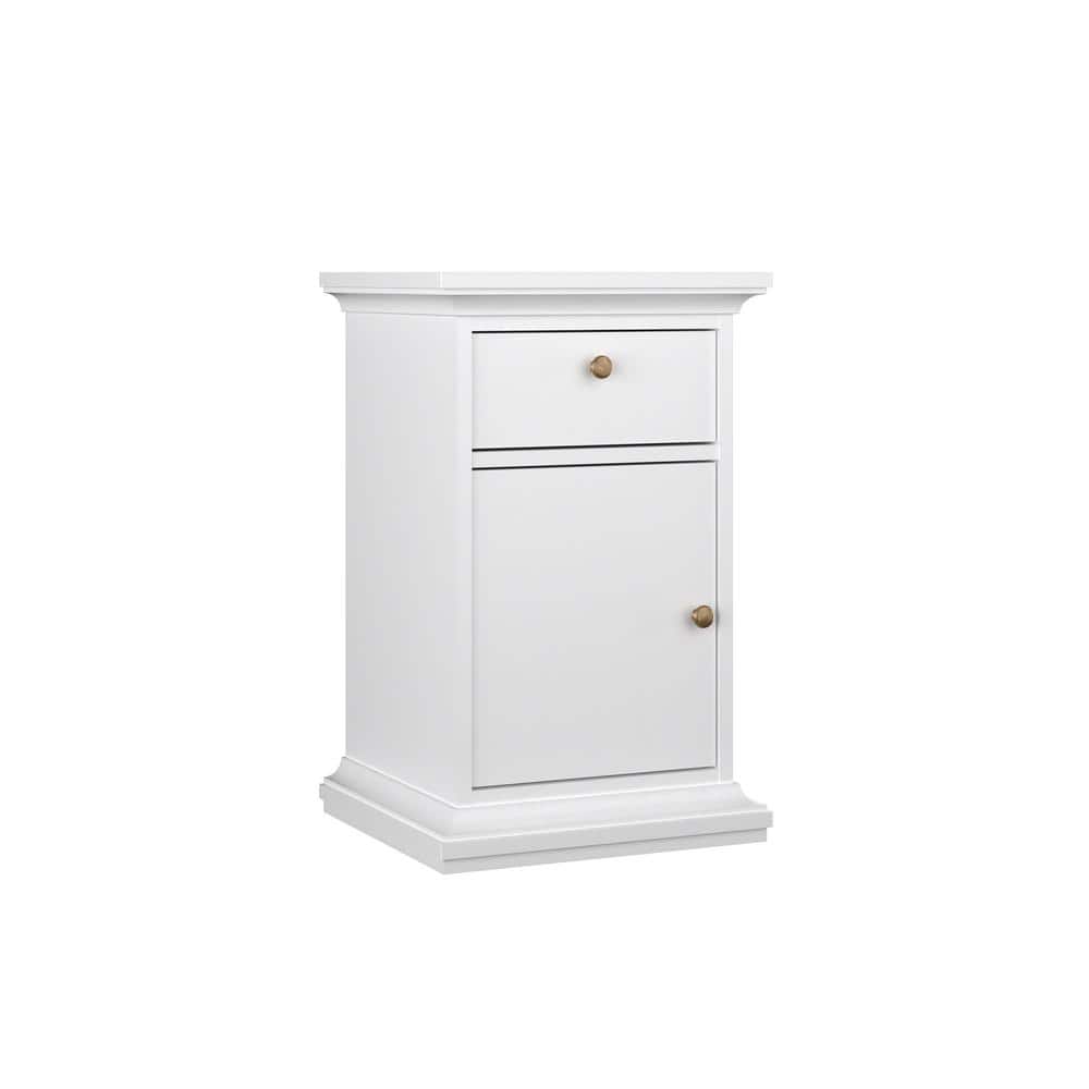 Sonoma Contemporary White Nightstand with Bronze Knobs