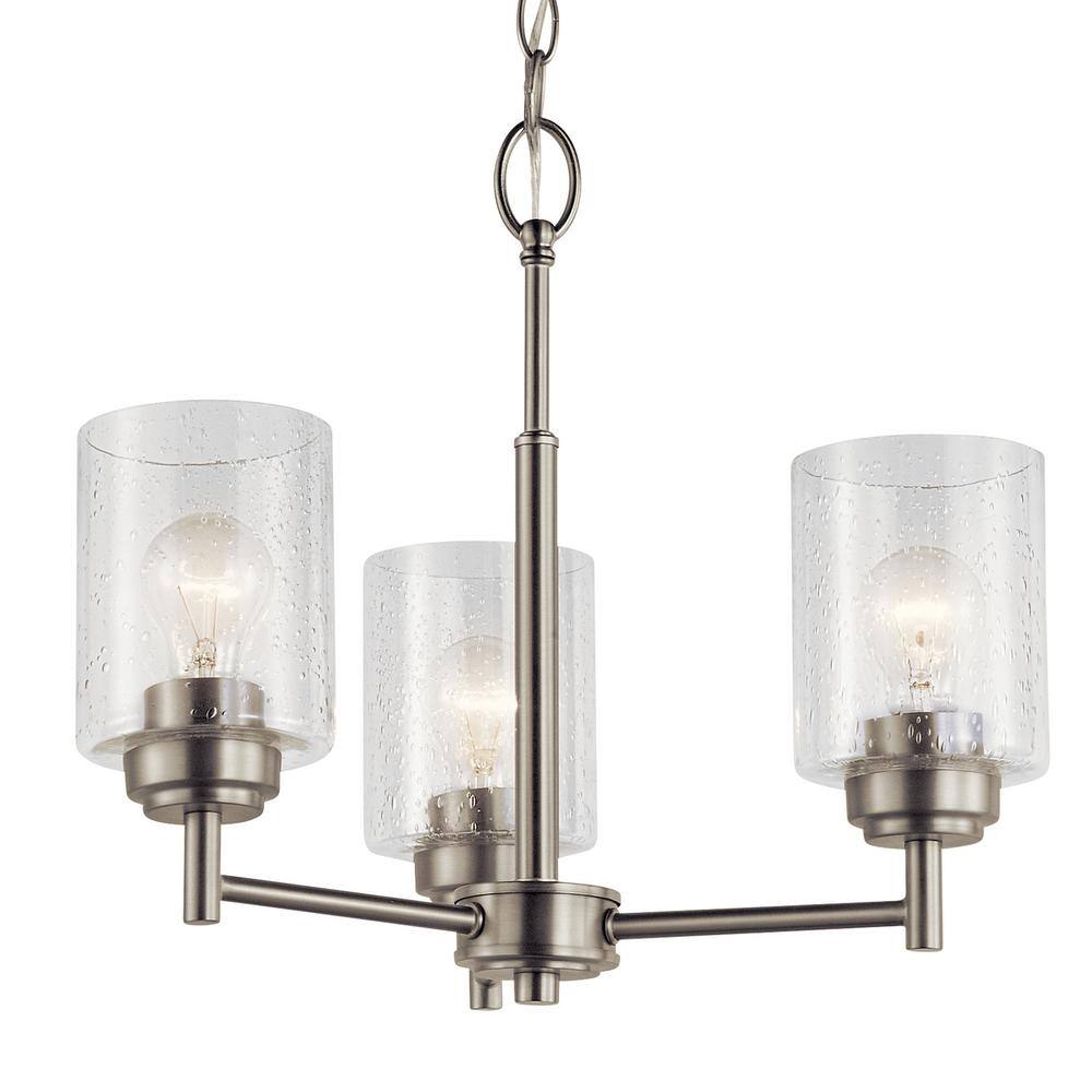 Winslow 18" Brushed Nickel Mini Chandelier with Clear Glass