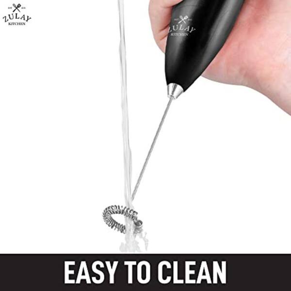 Zulay Kitchen Double Grip Handheld Milk Frother - Metallic Black