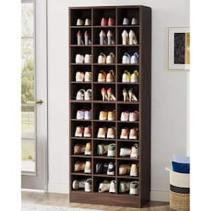 70.86 in. H x 25.6 in. W Espresso 30-Pairs Tall Shoe Storage Cabinet, 10-Tier Shoe Rack for Entryway