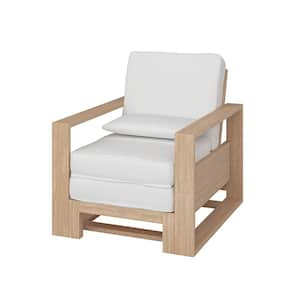 Giorgio White Acacia Wood Upholstered Chaise Lounge Chair with Adjustable Backrest