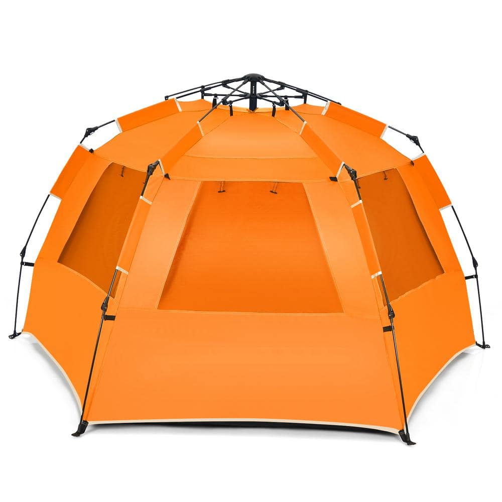 Patiojoy Pop Up Beach Tent Automatic Sun Shelter Lightweight Beach Canopy Suitable for 3-4 Person Orange, Size: Large