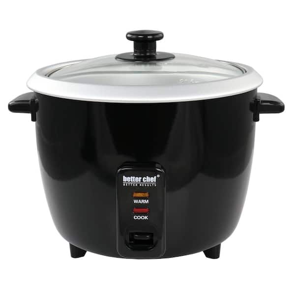 Better Chef 8 Cup Automatic Rice Cooker in Black With Rice Paddle and Measuring Cup