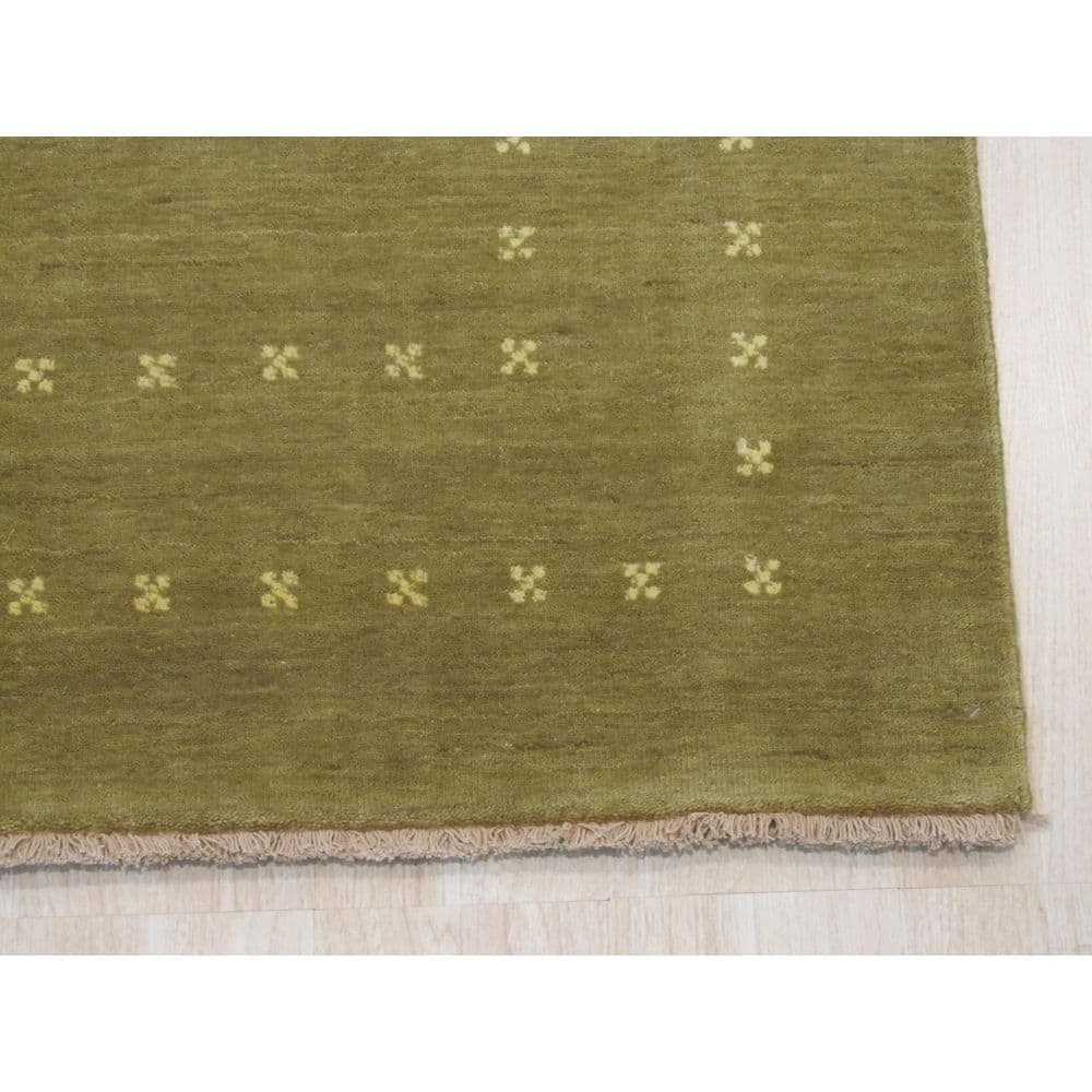 Green Hand-Knotted Wool 9' x 12' Area Rug