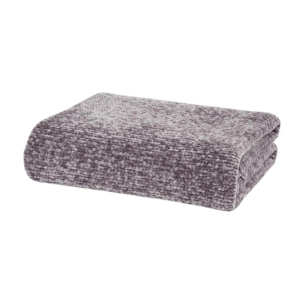 Lavender Knitted Chenille Queen Throw Blanket