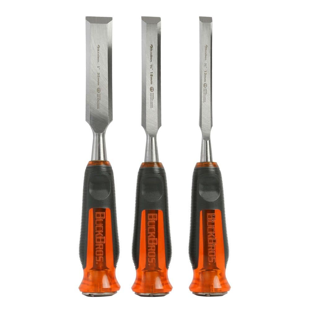 Buck Bros. Pro 1/2 in. 3/4 in. 1 in. Full Tang Chisel Set (3-Piece ...