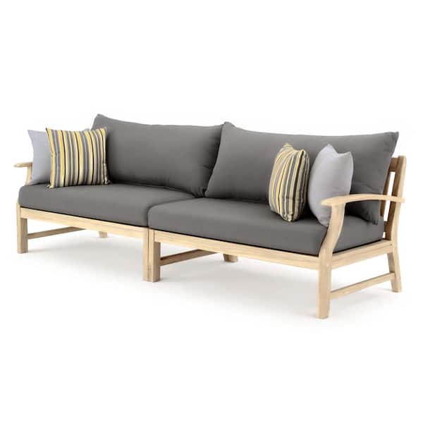 Kooper 6-Piece Wood Outdoor Sectional Set with Sunbrella Charcoal Grey Cushions