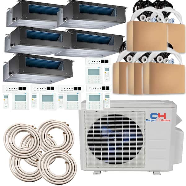 Sophia 48000 BTU 4 Ton 21.5 SEER 5 Zones Duct Multi-Zone Ductless Mini Split Air Conditioner with Heat Pump 230V