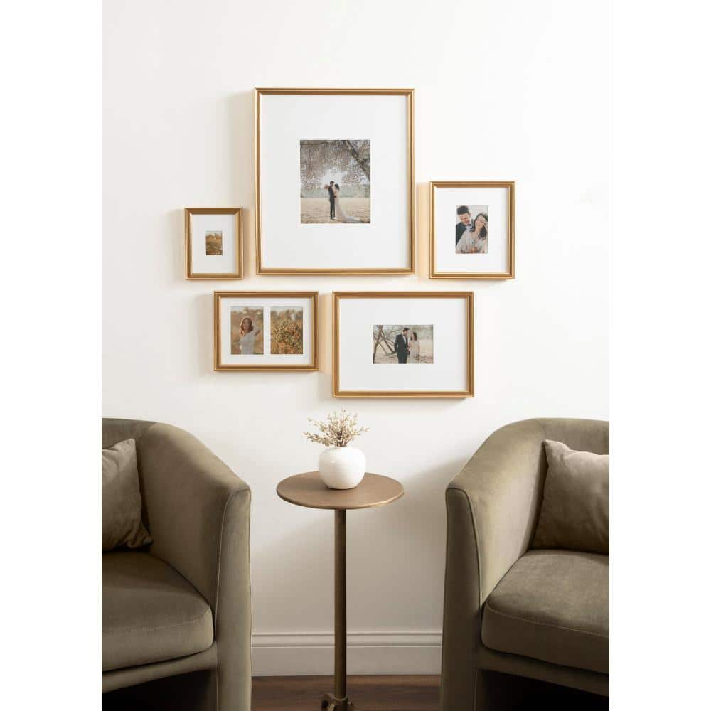 Adlynn Gold Classic Wall Picture Frame Set, 5 Pieces