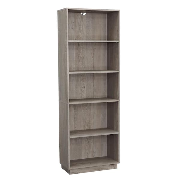 SAUDER Sundar 67.48 in. Tall Mystic Oak Engineered Wood 5-Shelf Standard Bookcase