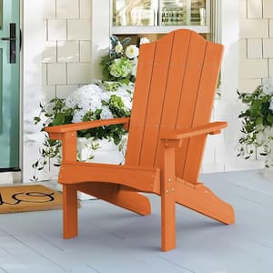 Phillida Orange Recycled Poly HIPS Plastic Weather Resistant Reclining Outdoor Adirondack Chair Patio Fire Pit Chair 1Pc
