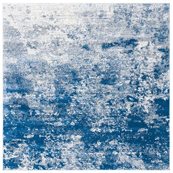 SAFAVIEH Brentwood Gray/Navy 5 ft. x 5 ft. Square Abstract Area Rug