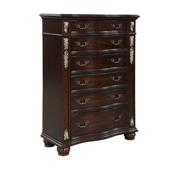 Benjara 17.99 in. Brown 6-Drawer Wooden Chest of Drawers