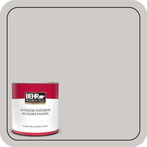 BEHR PREMIUM PLUS 1 qt. #BNC-05 Ground Fog Hi-Gloss Enamel Interior/Exterior Paint & Primer