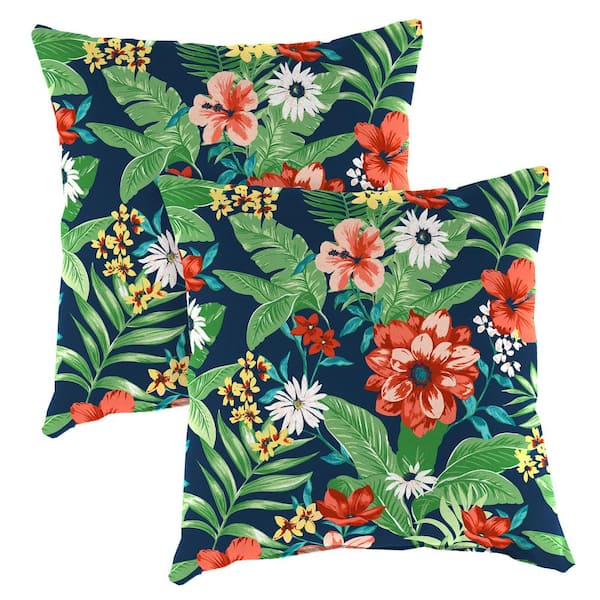Jordan Manufacturing 16 in. L x 16 in. W x 4 in. T Square Outdoor Throw Pillow in Natalia Alpine (2-Pack)