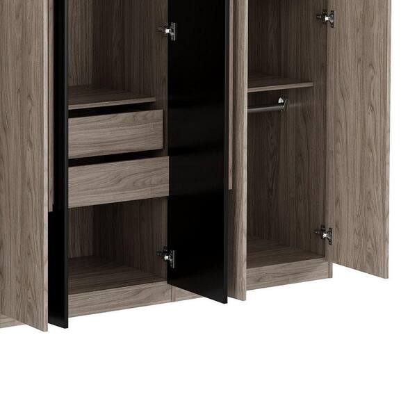 Nestfair 6-Door Wood 82.6 in. Wardrobe with Shelves and 2 Drawers