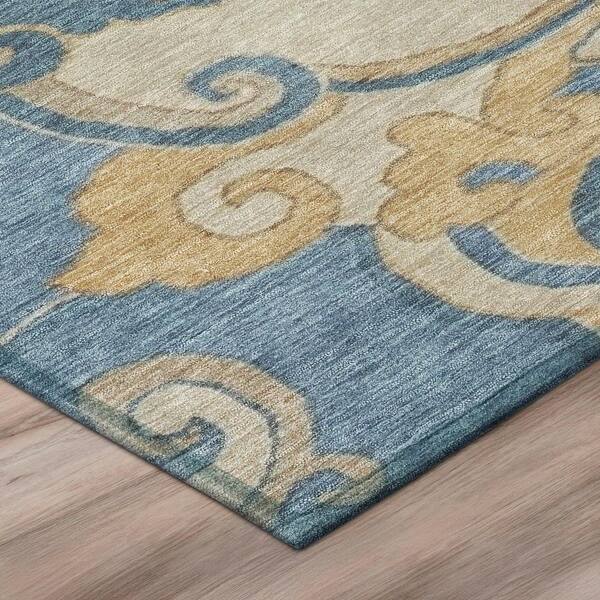 Chantille Machine Washable Indoor/Outdoor Abstract ACN3034 Denim 2 ft. x 7 ft. Runner Rug