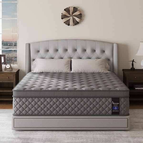King Size Medium-Firm Gel Memory Foam Hybrid Mattress 12 in. Bed-in-a-Box Mattress in Gray