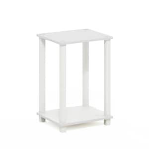 Simplistic 13.4 in. White/White Rectangle Wood End Table