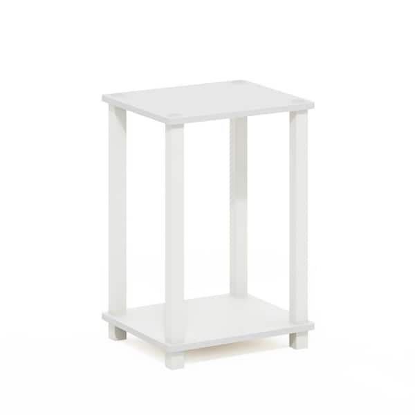 Furinno Simplistic 13.4 in. White/White Rectangle Wood End Table