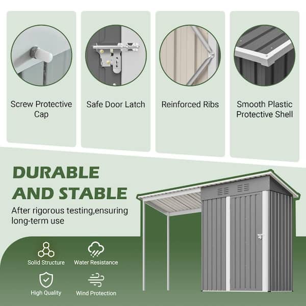 Gray 5 ft. W x 3 ft. D Waterproof Galvanized Steel Garden Outdoor