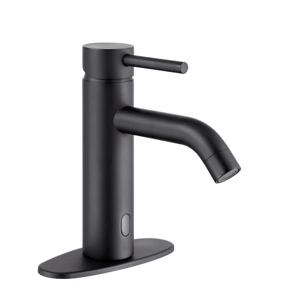 Single Handle Deck Mount Standard Kitchen Faucet with Touchless Sensor in Matte Black