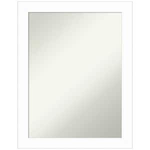 Basic White Narrow 21.5 in. x 27.5 in. Non-Beveled Casual Rectangle Wood Framed Wall Mirror in White