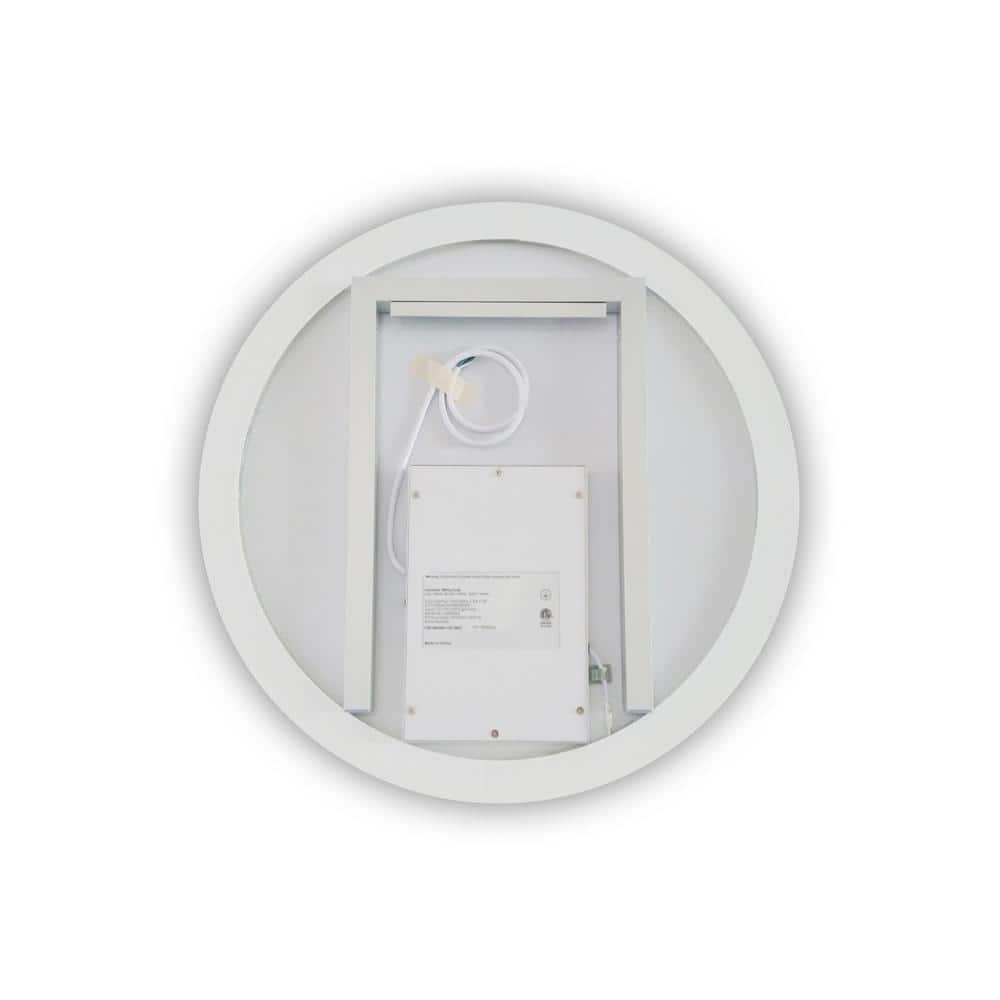 Century 32" Brushed Aluminum Frameless Round Vanity Mirror with LED