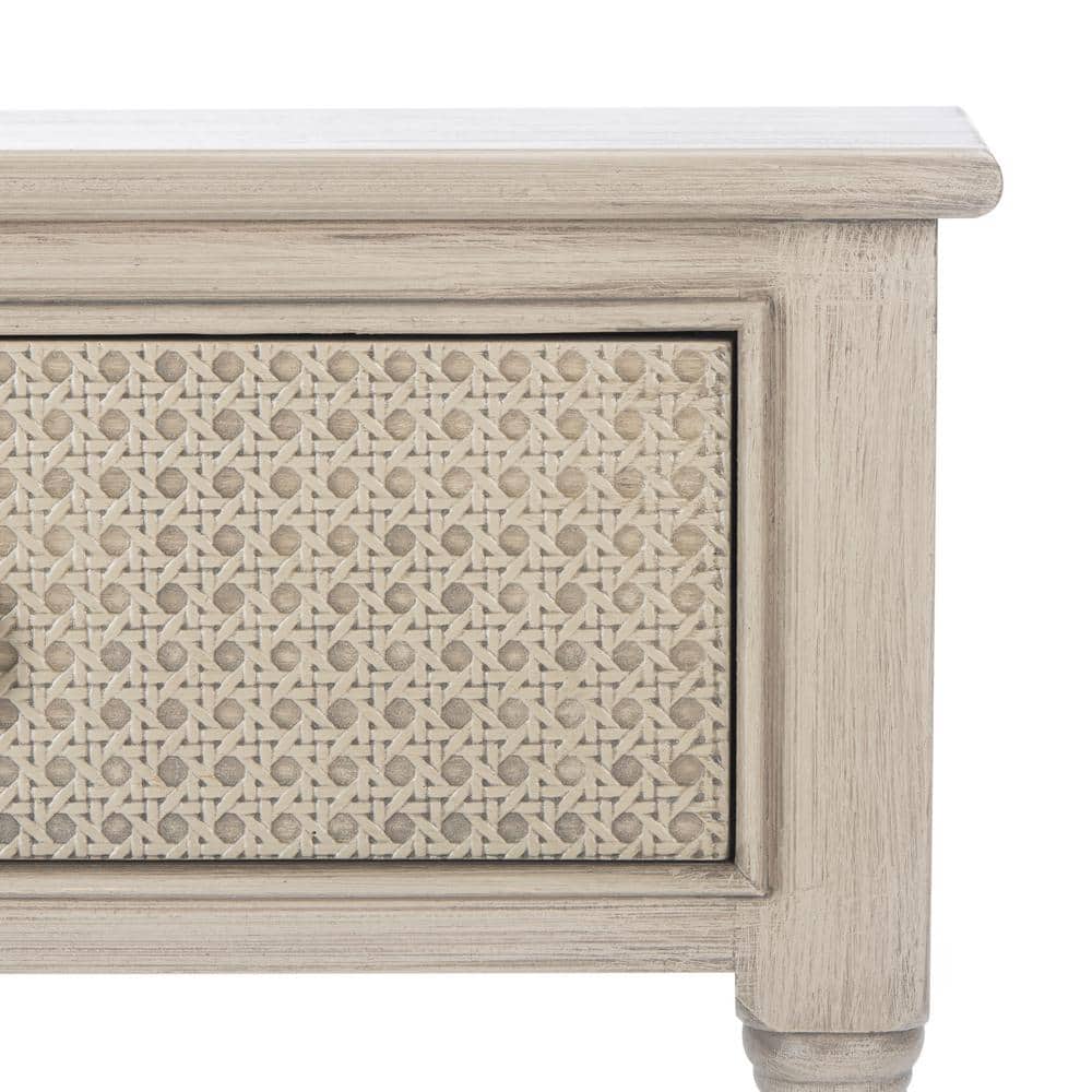 Greige Textured 2-Drawer Metal & Wood Console Table