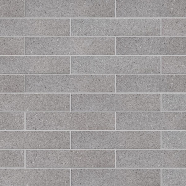 Shower with Gray Glazed Brickwork Square Tiles - Transitional