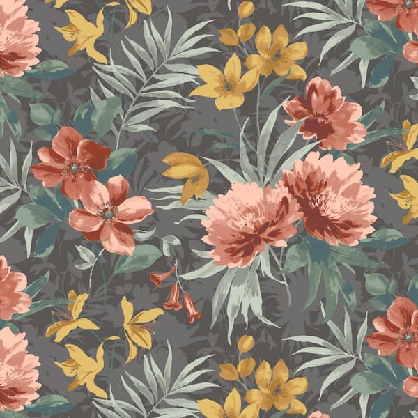 24 in. x 24 in. Phoebe Grey Floral 2-Piece Outdoor Deep Seating Lounge Chair Cushion