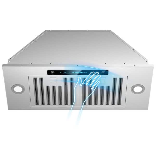 30 in. 600 CFM Convertible Insert Range Hood in Stainless Steel 4-Speed with LED, Touch and Gesture Control with Remote