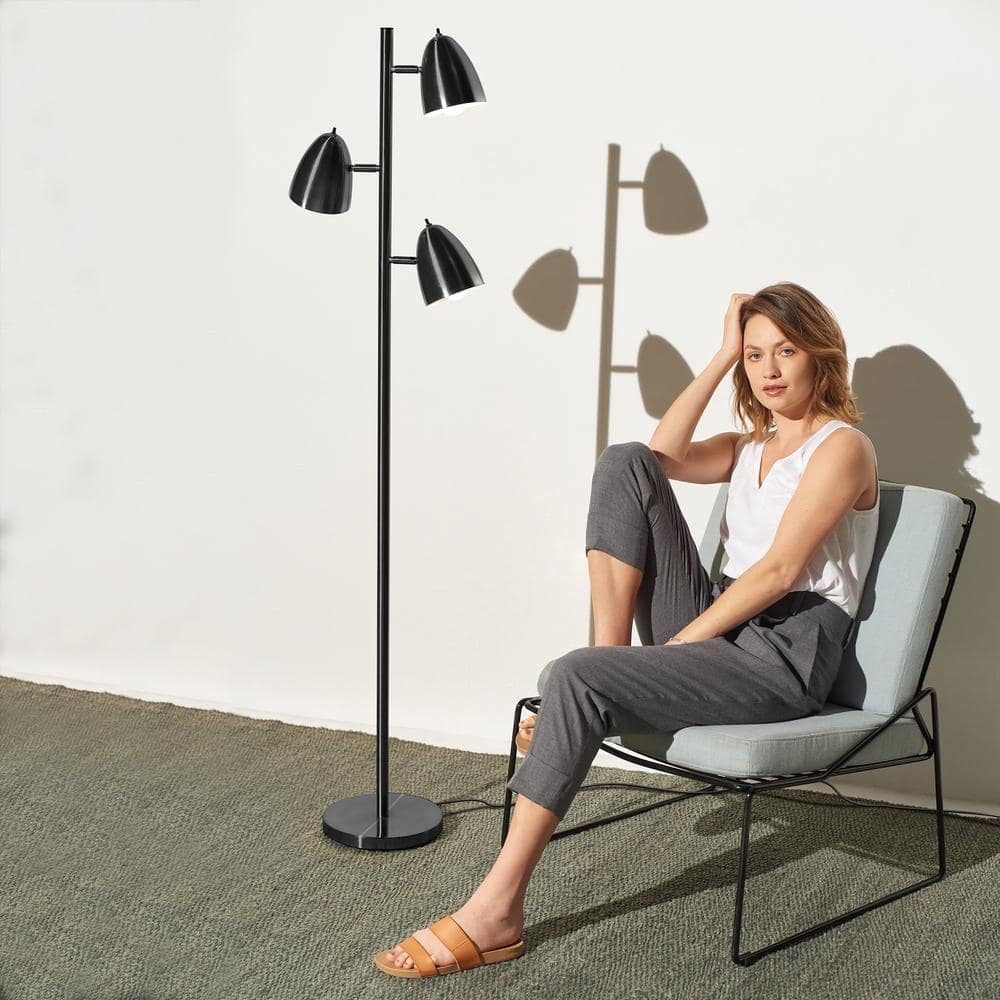 Jacob 64" Black Adjustable Multi-Head LED Floor Lamp