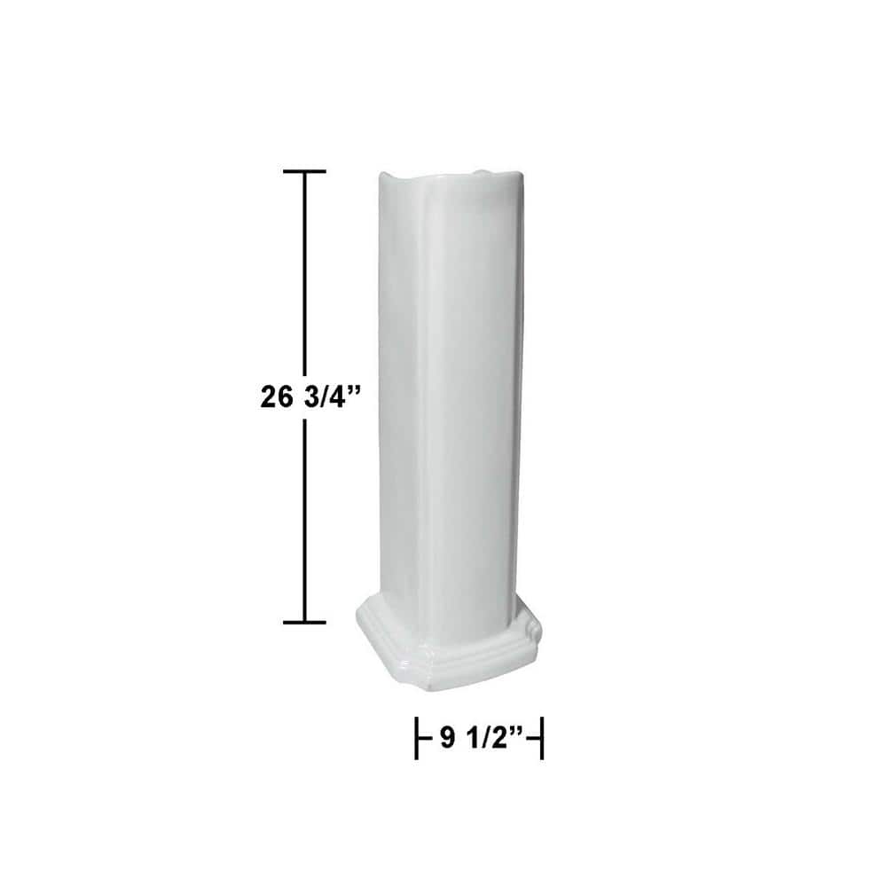 Glossy White Porcelain Pedestal Bathroom Sink Leg Support
