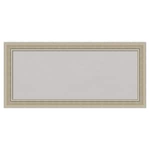 Mezzo Silver Wood Framed Grey Corkboard 34 in. x 16 in. Bulletin Board Memo Board