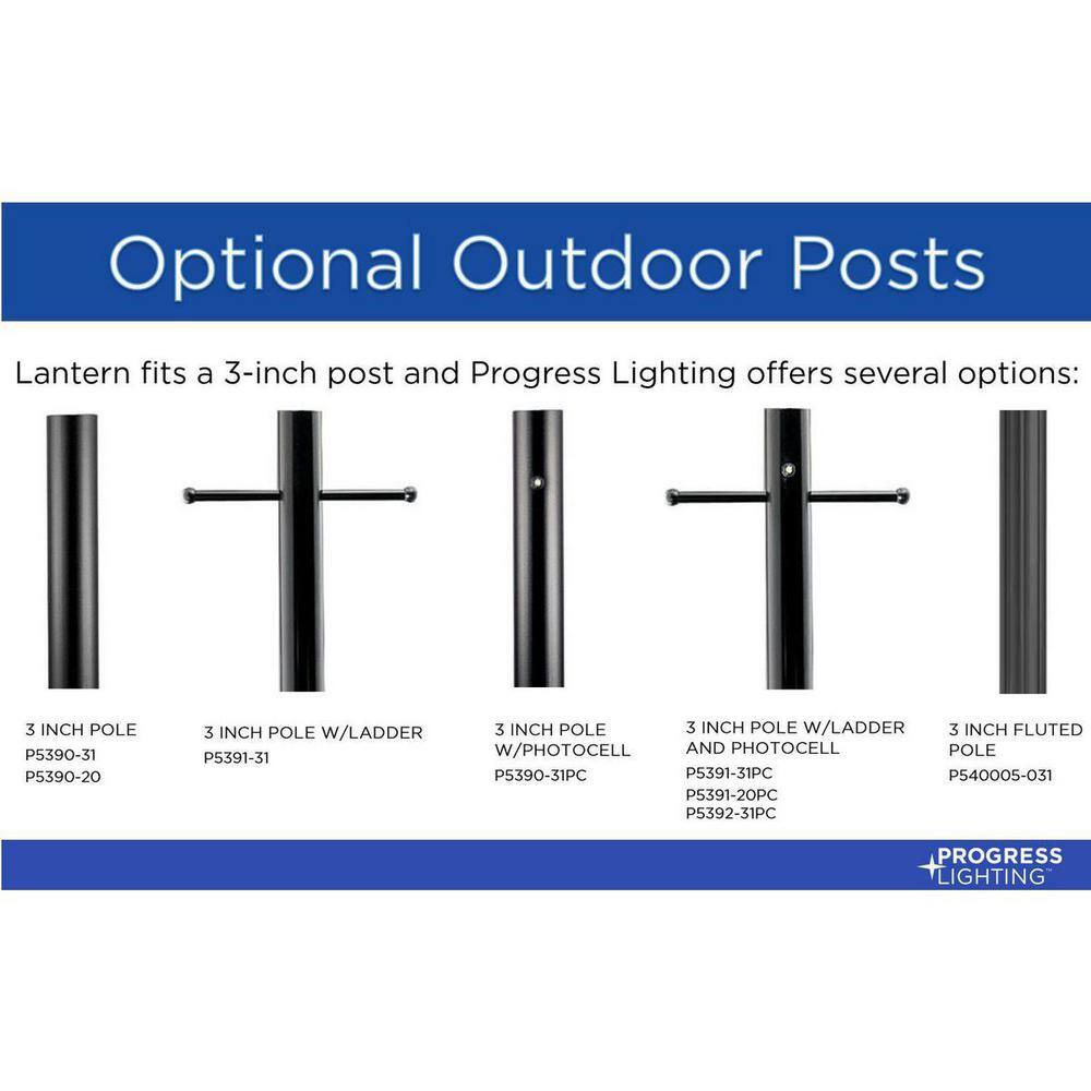 Mansard Black Resin Outdoor Post Lantern with Clear Acrylic Panels