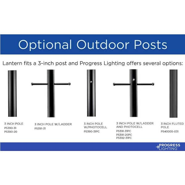 Progress Lighting Globe Lanterns Collection 1-Light Matte Black Clear Glass  Farmhouse Outdoor Post Lantern Light P540007-031 - The Home Depot