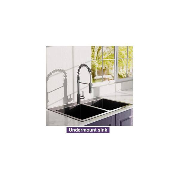 TCYO 33 in. Undermount Double Bowl 18-Gauge Gunmetal Black