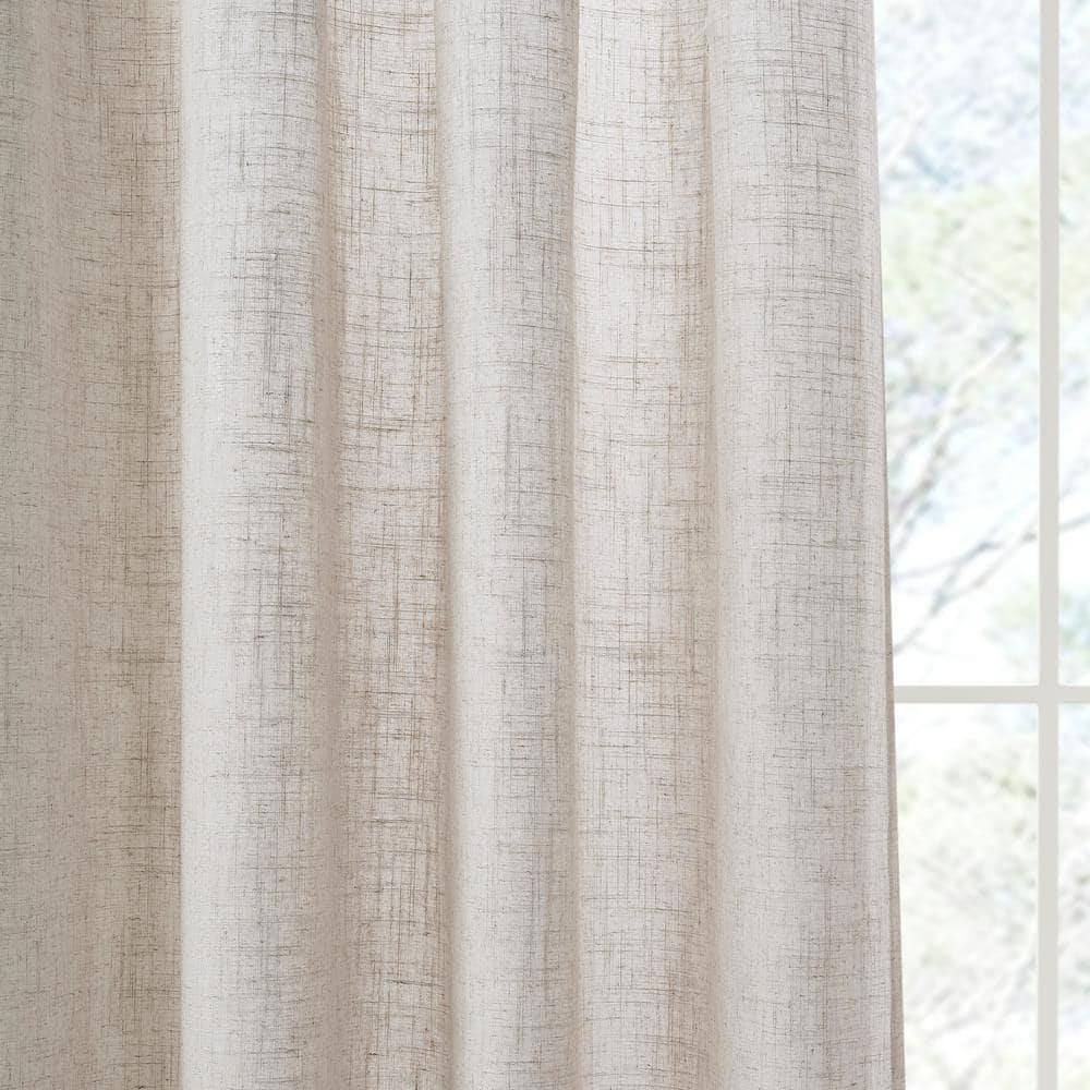 Natural Linen Blend Light Filtering Curtain Panel Pair
