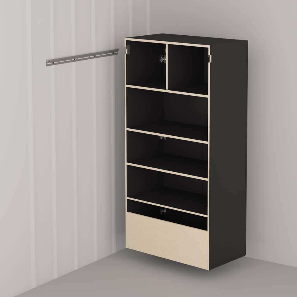 Prepac Black Large Adjustable Shelving Storage Cabinet