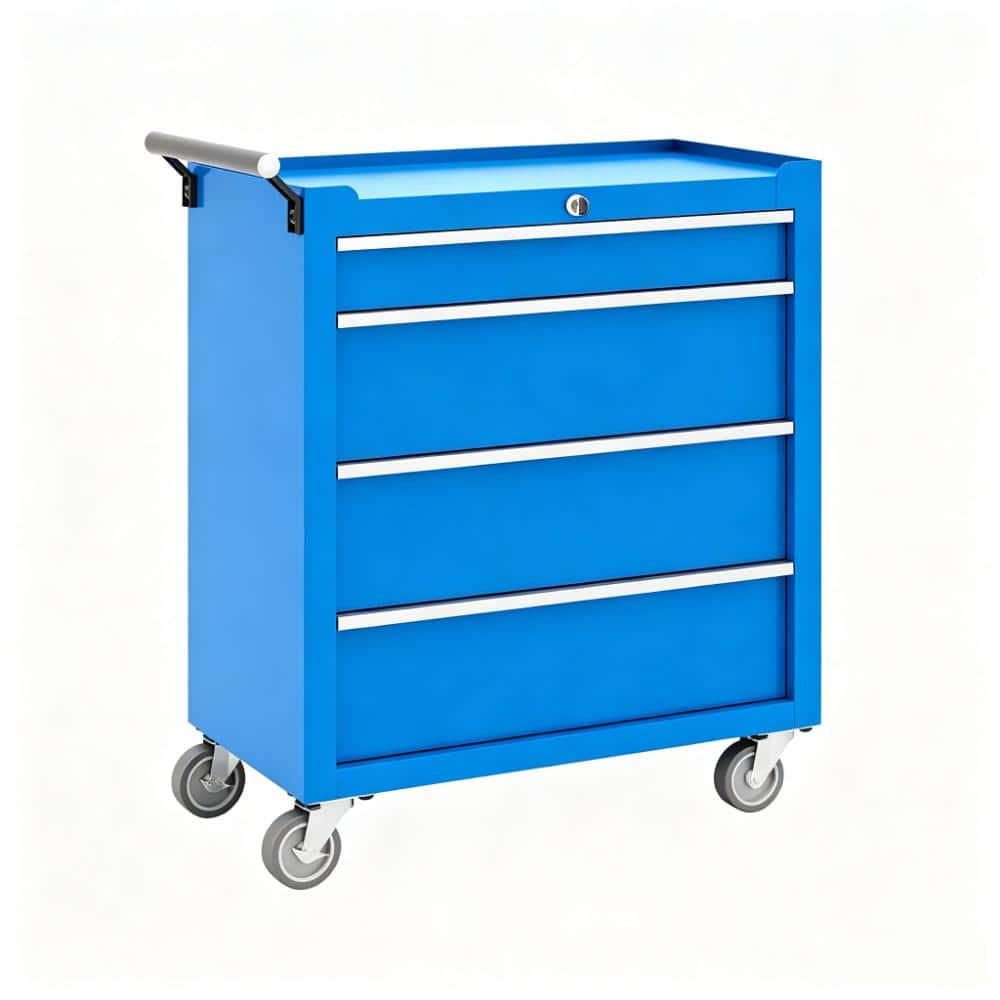 24x13x25 in. Blue 4-Drawer Tool Chest Tool Storage Cabinet with and Lock, Rolling Tool Cart Organizer for Workshop