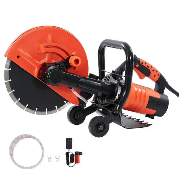 12 in. Electric Concrete Saw, 1800W, 15A Motor, 4.5 in. Adjustable Depth, Includes Water Line, Pump, 28 in. x 9 in.
