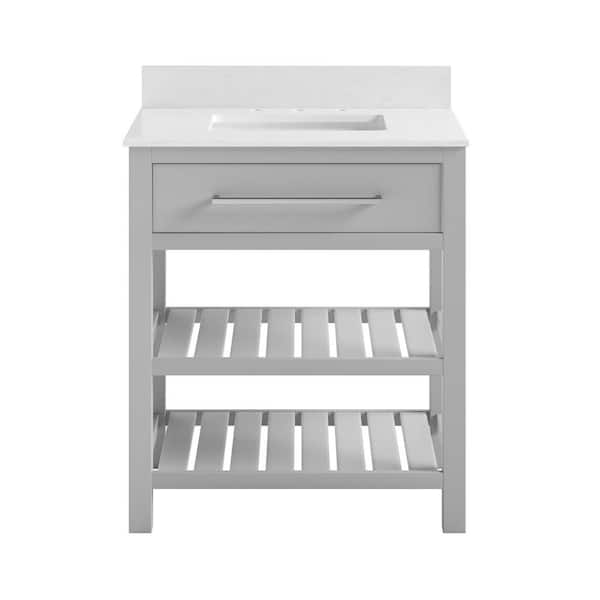 DHP Cleveland 30 in. Bathroom Vanity, Gray with Silver Towel Rack