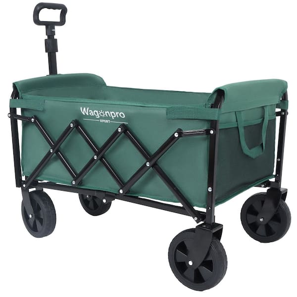 Green 3 cu. ft. Steel Garden Cart with 100% Extra Space for Camping, Shopping, Sports, Gardening, Fishing