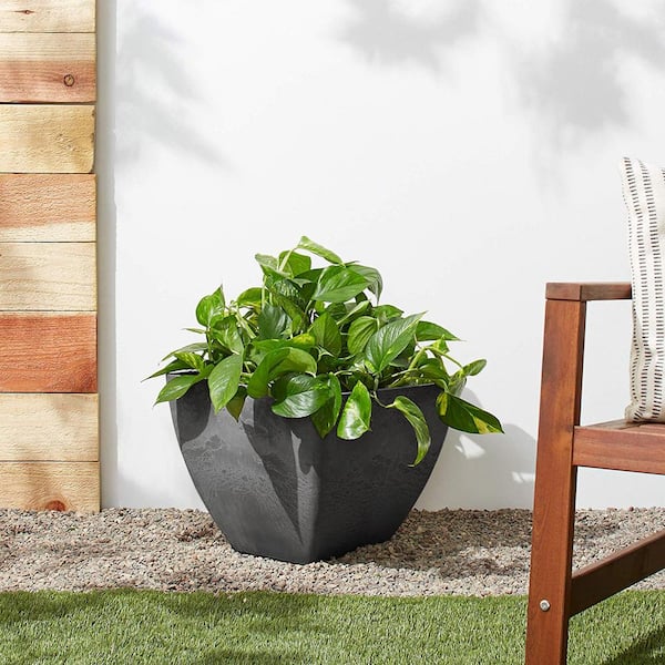 Simplicity Square 16 in. x 16 in. x 13 in. Dark Charcoal PSW Pot