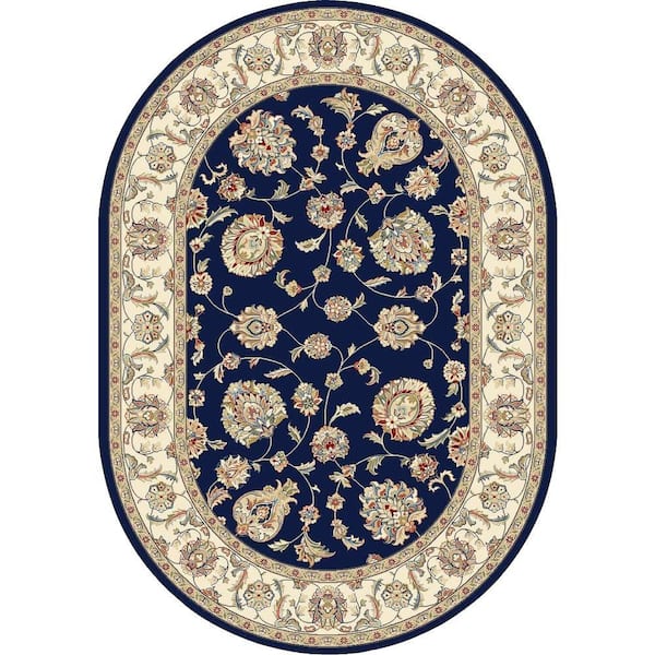 Unbranded Judith Blue/Ivory 5 ft. x 8 ft. Oval Indoor Area Rug